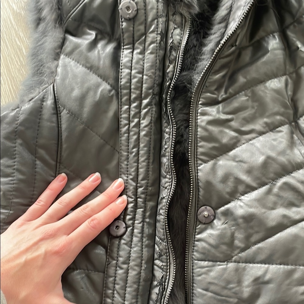 BCBGMaxAzria Gray Rabbit Fur Vest - Picture 11 of 12